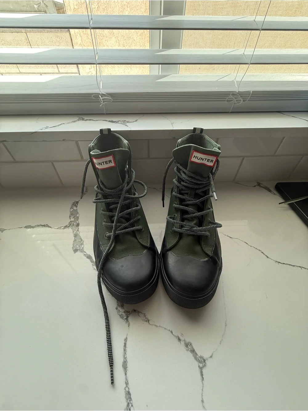 Hunter Olive Green Lace-Up Men's Boots